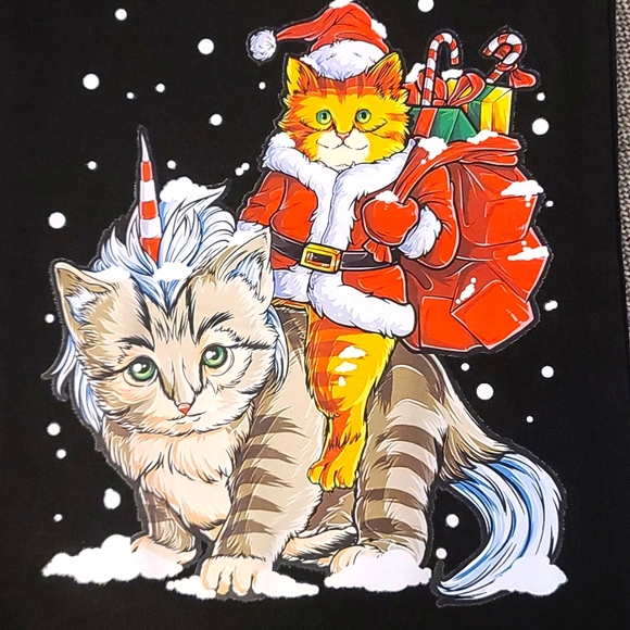 Christmas Santa CAT funny themed Canvas Tote NWT - Picture 2 of 2